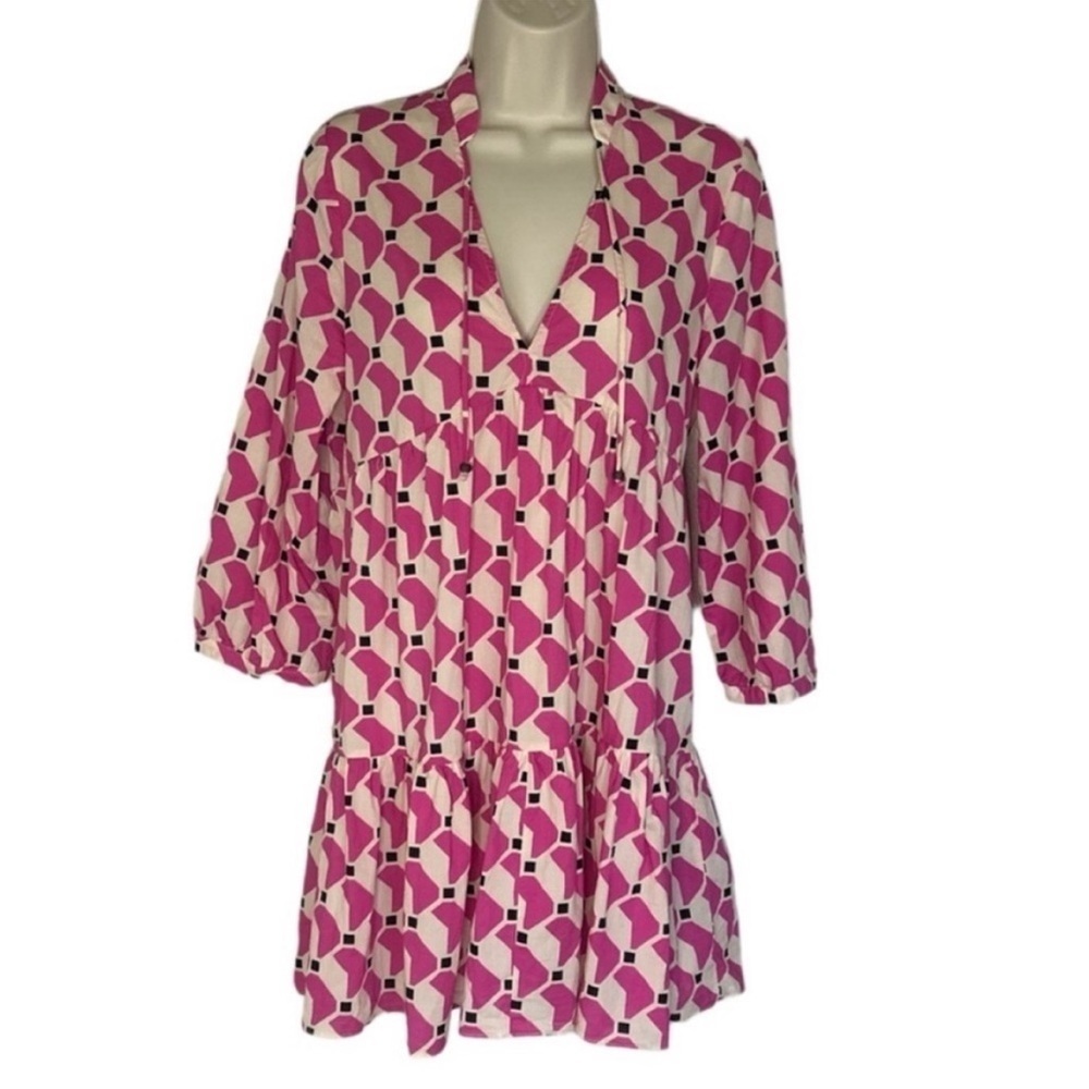 Zara Pink Cream Dress with Plunge Neckline Sz S